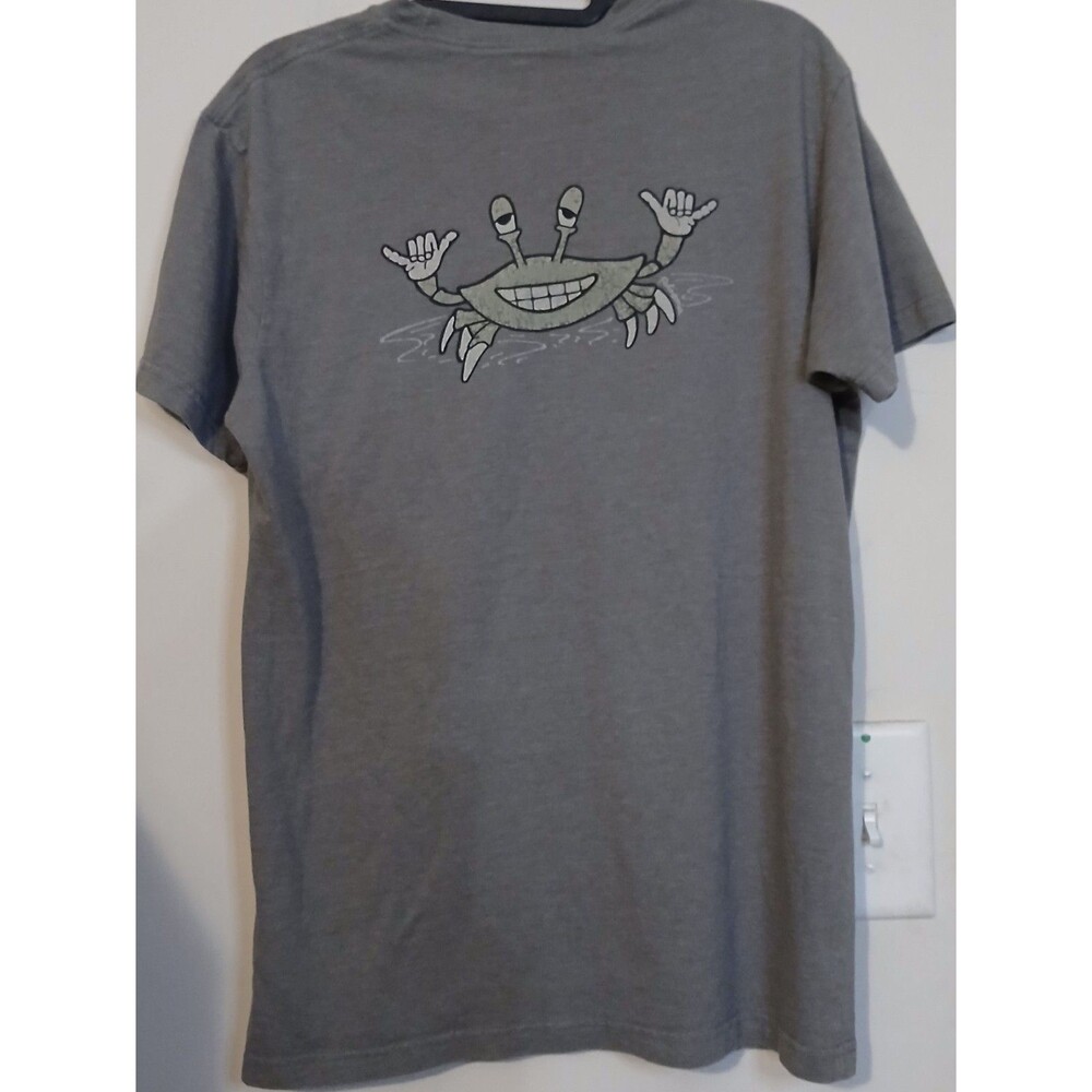 Patagonia Shaka Crab Tee Mens Medium Slim Fit Gray Graphic Double Sided Surf